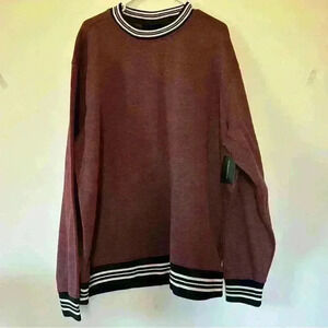 No boundaries maroon thick long sleeve with black and white stripe detail